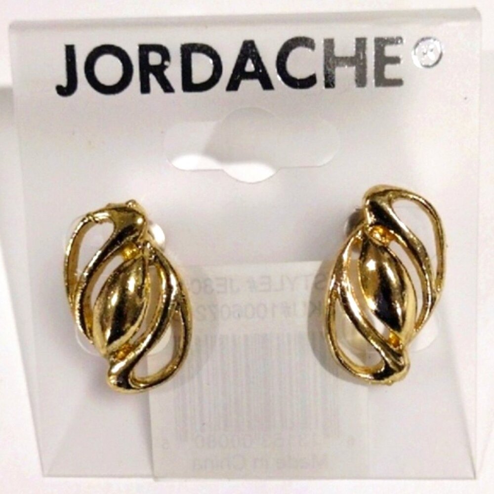 Vintage Jordache Gold-Tone Clip-On Earrings Elegant Retro - Womens Jewelry 27$